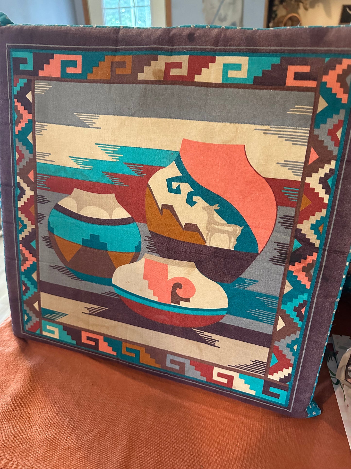 Vintage pottery pillow