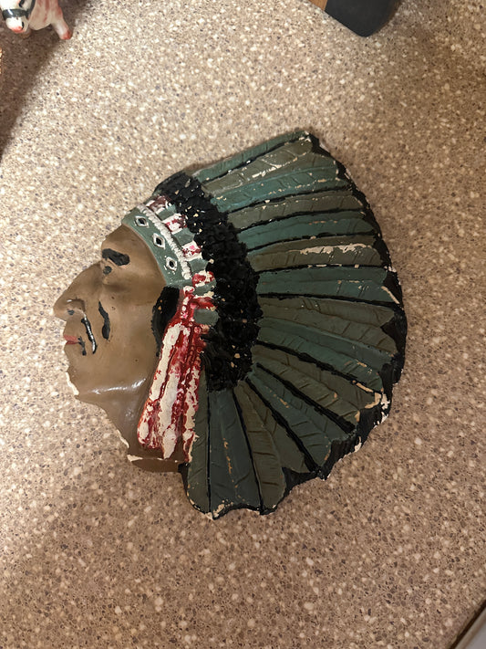 Chalkware indian plaque