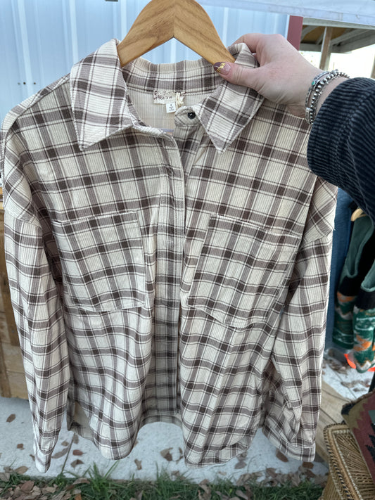Plaid corduroy jacket
