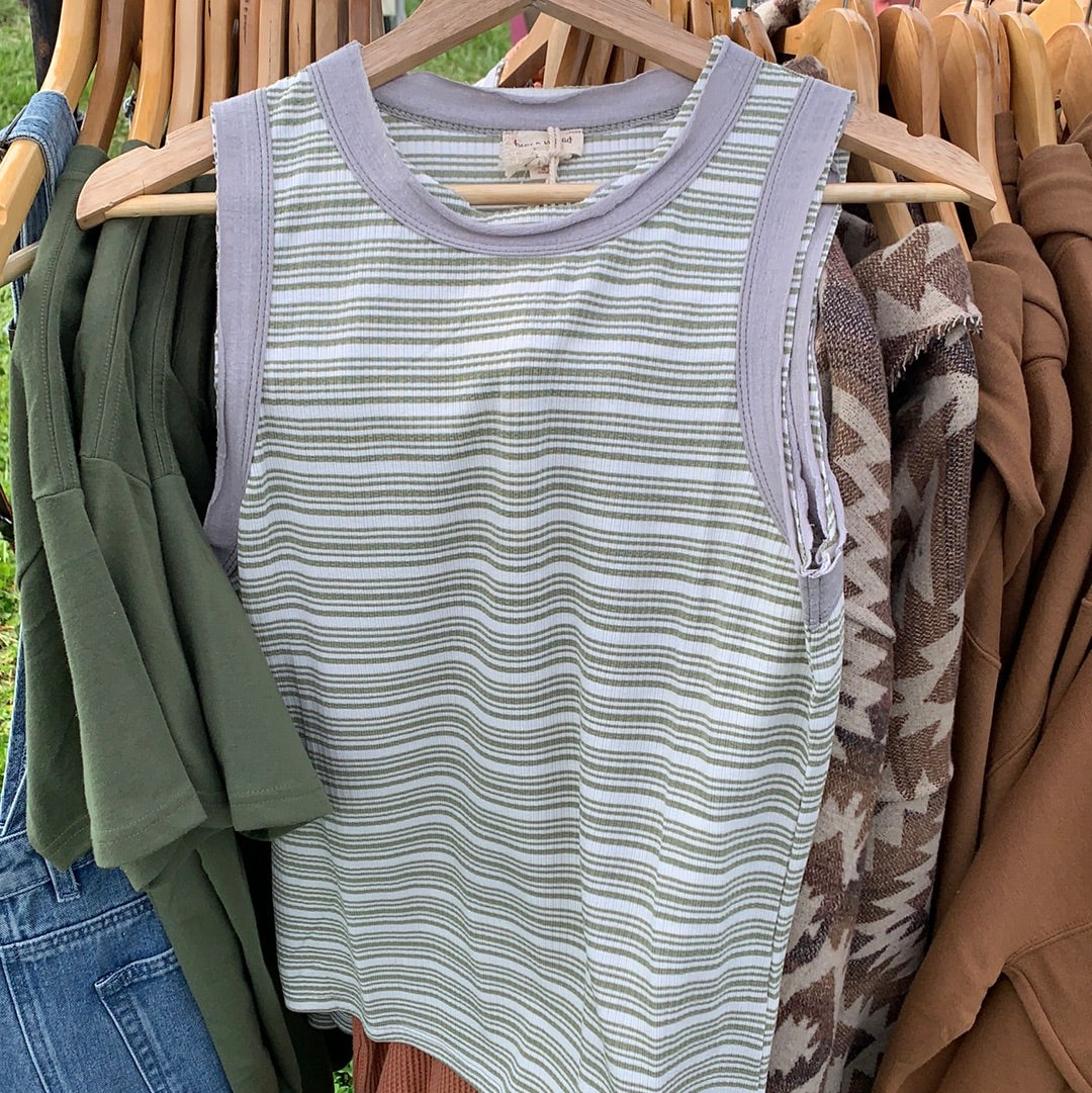 Two Tone Striped Tank
