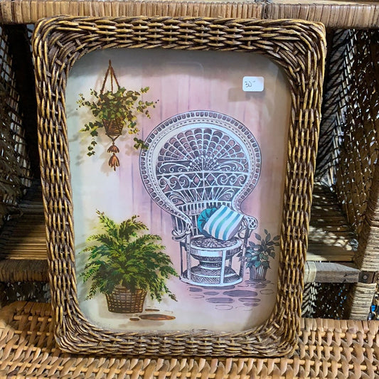 Peacock chair picture in frame