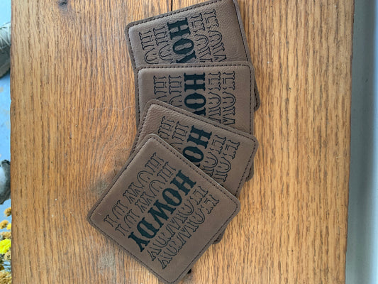 Leather howdy coasters